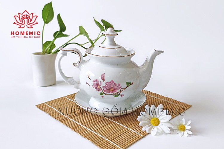 Bộ Trà Đài Cát Hoa Đào Kẻ Vàng