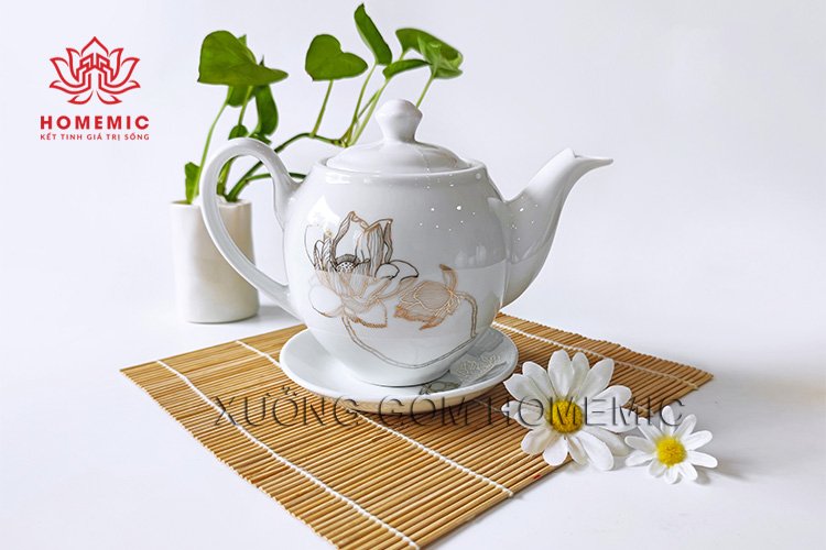 Bộ Trà Dáng Minh Long Hoa Mẫu Đơn Vàng