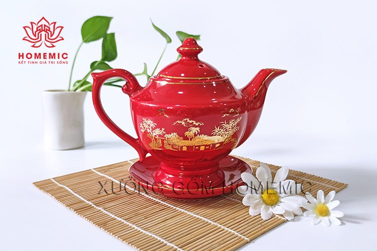 Bộ Trà Đèn Thần Men Đỏ Hào Gia Phú Quý