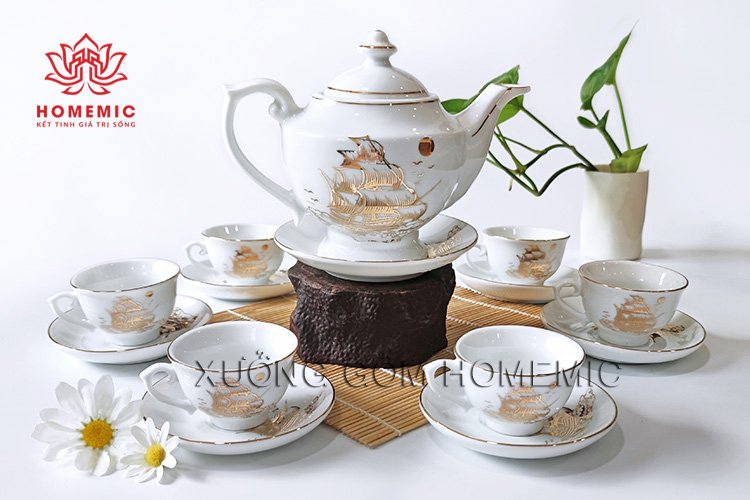 Bộ Trà Đèn Thần Thuận Buồm Kẻ Vàng