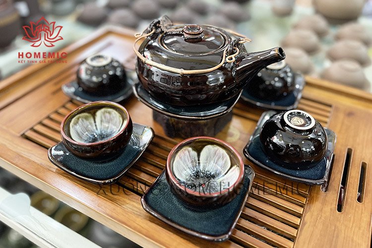Bộ Trà Giang Tây Ghi Hoa 02 - Gốm sứ Bát Tràng
