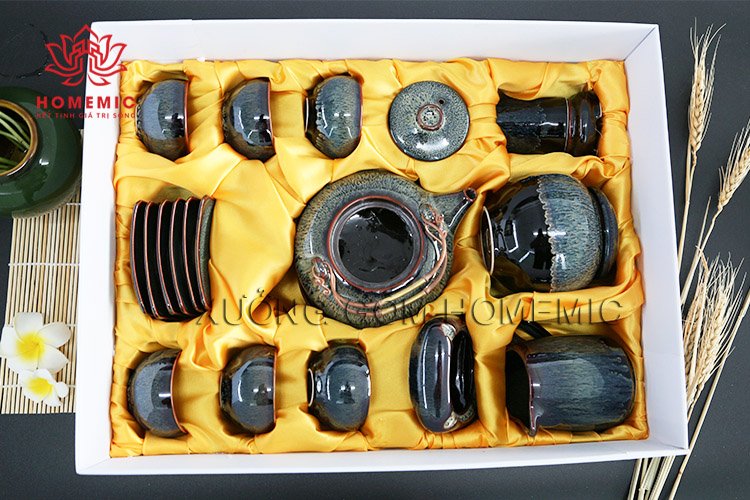 Bộ Trà Giang Tây Ghi Hoa - Gốm sứ Bát Tràng