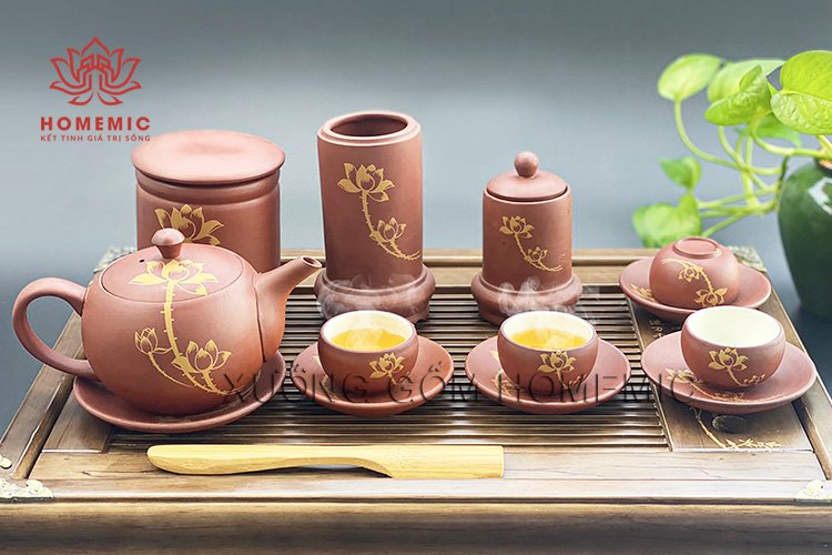 Bộ Trà Hồng Sa Sen Vàng