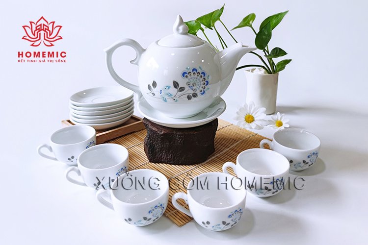 Bộ Trà Ngọn Lửa Hấp Hoa Xanh