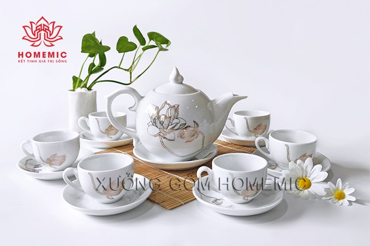 Bộ Trà Ngọn Lửa Hoa Mẫu Đơn Vàng