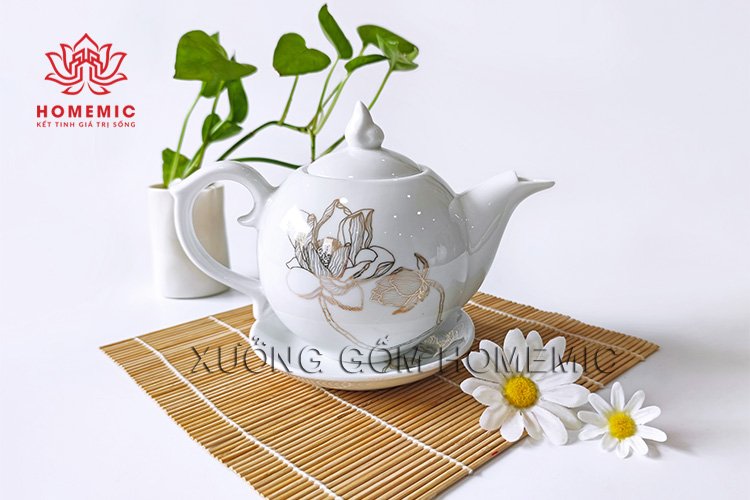 Bộ Trà Ngọn Lửa Hoa Mẫu Đơn Vàng