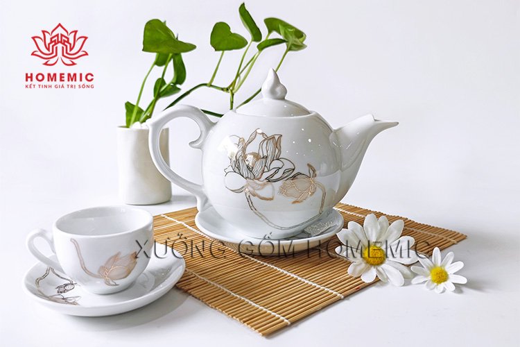 Bộ Trà Ngọn Lửa Hoa Mẫu Đơn Vàng