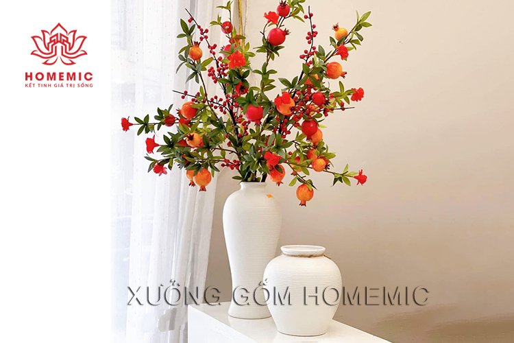 Lọ hoa sứ trắng đẹp - Bình hoa decor gốm sứ làm quà tặng